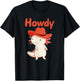 Howdy Axolotl Cowboy Cute Western Red Hat Salamander Country T-Shirt - T-Shirt | Black