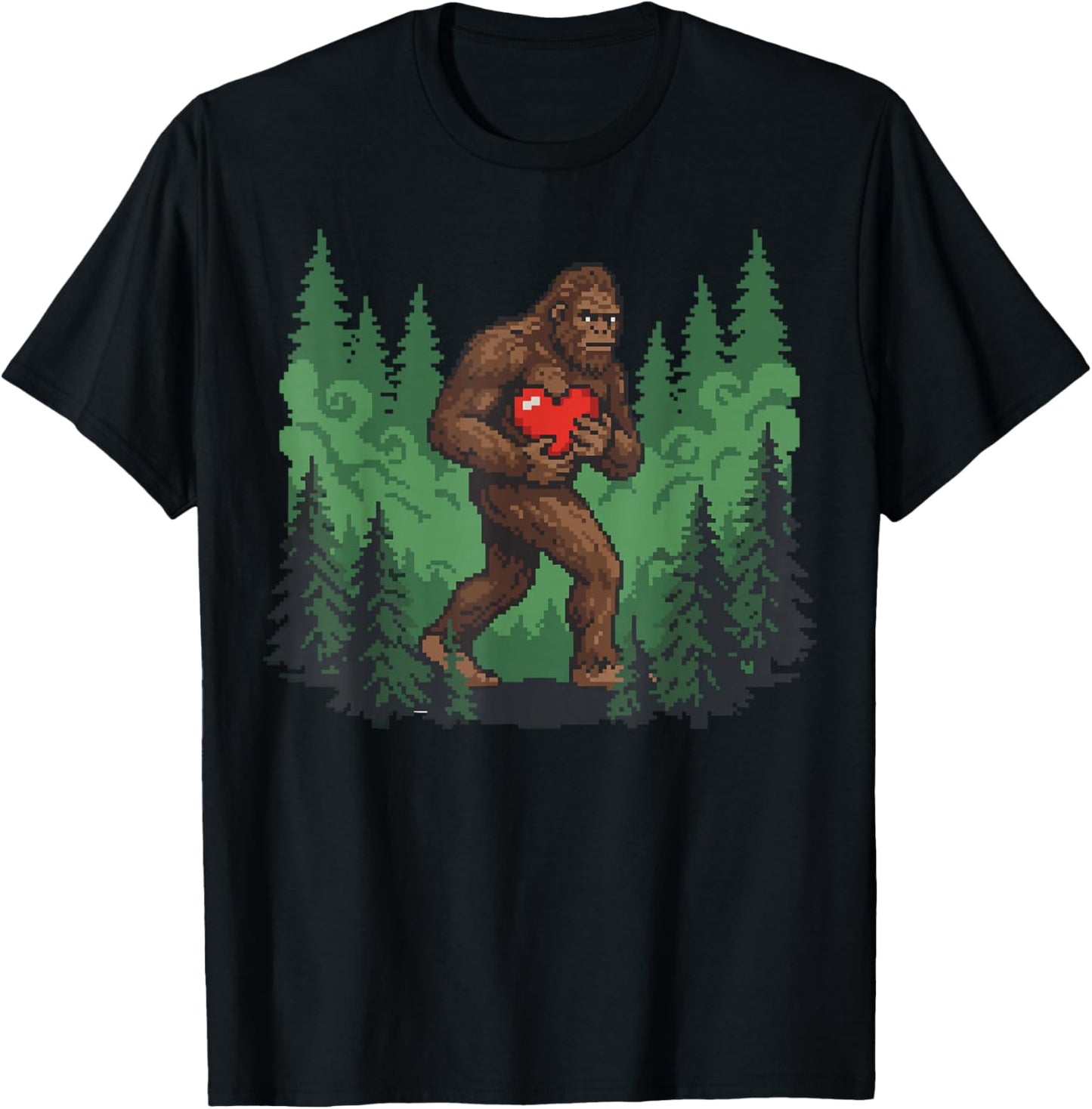 Funny Bigfoot Heart Love Valentines Day Boys Men T-Shirt - T-Shirt | Black