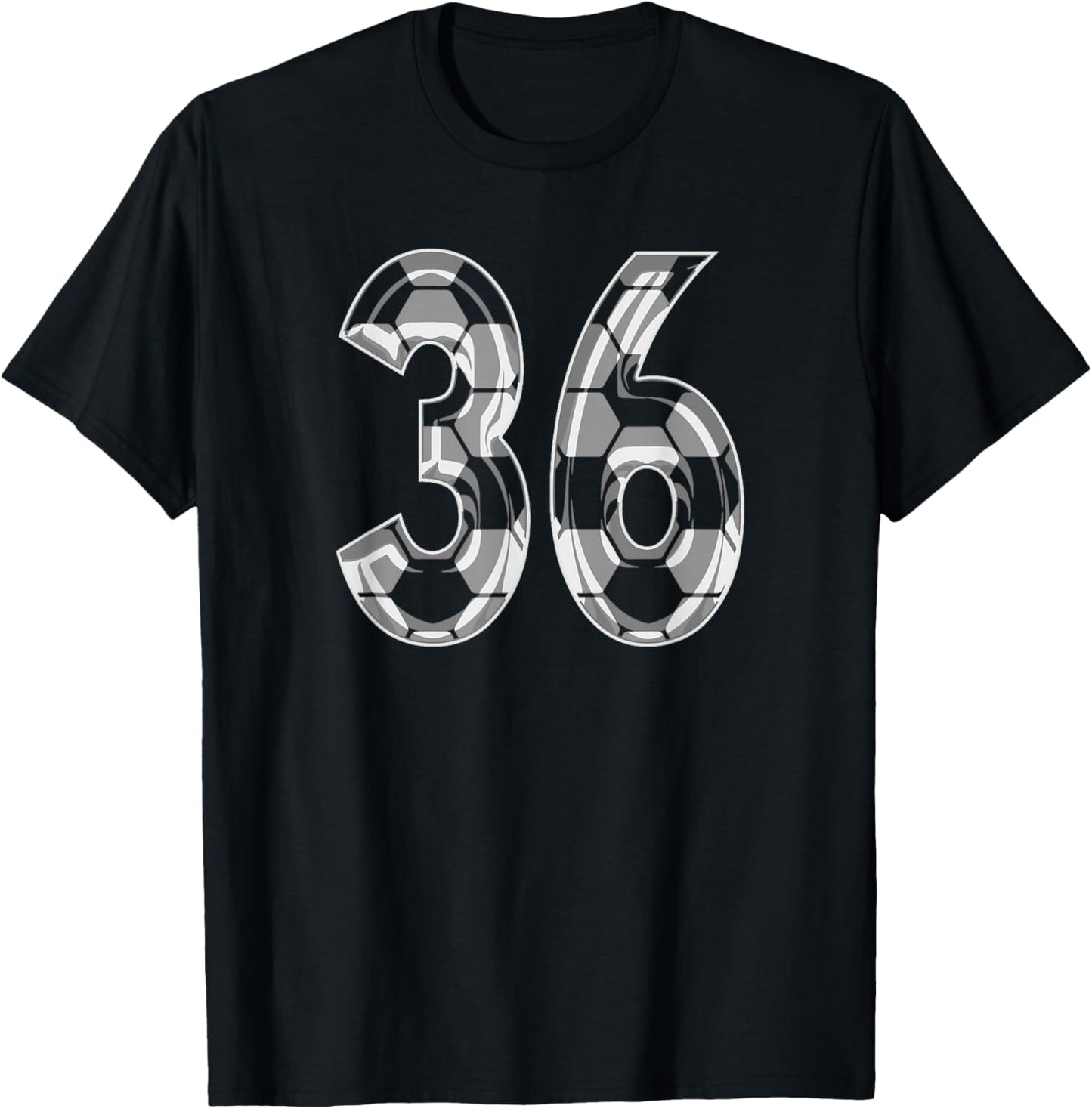 Soccer Pattern Number 36 Jersey Player Uniform #36 T-Shirt - T-Shirt | Black