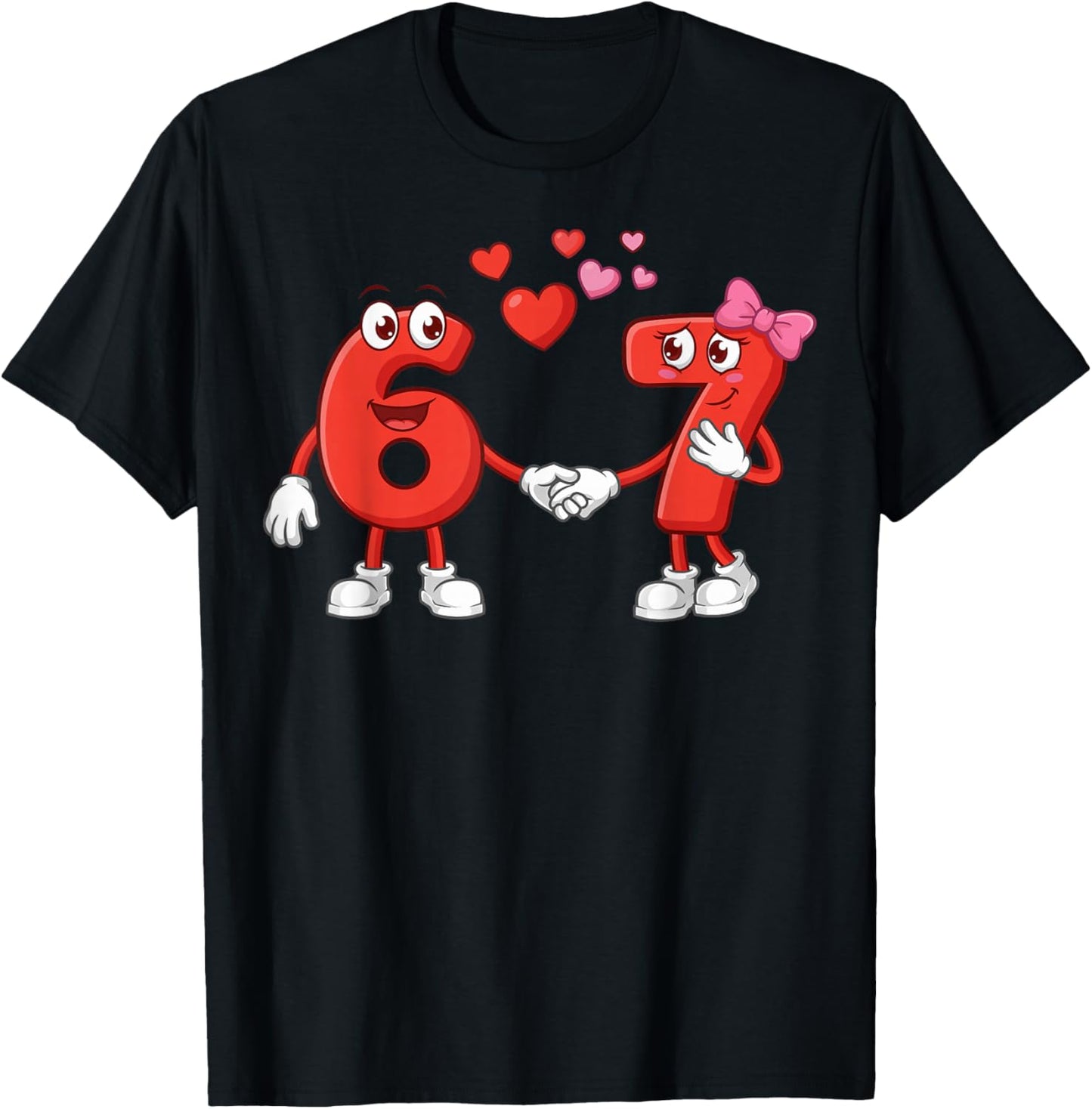 Six Seven Meme 6 7 Hearts Couple Matching 67 Valentines T-Shirt - T-Shirt | Black