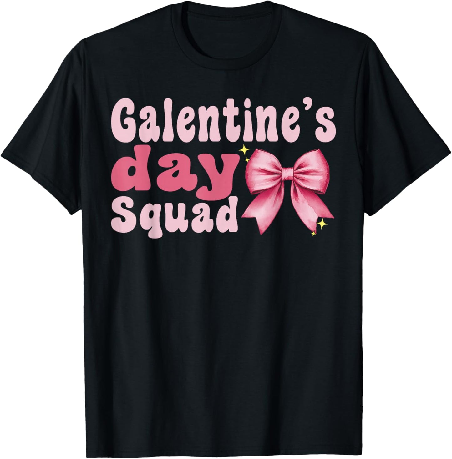 Galentine Day Squad Heart Coquette Bow Valentine's T-Shirt - T-Shirt | Black