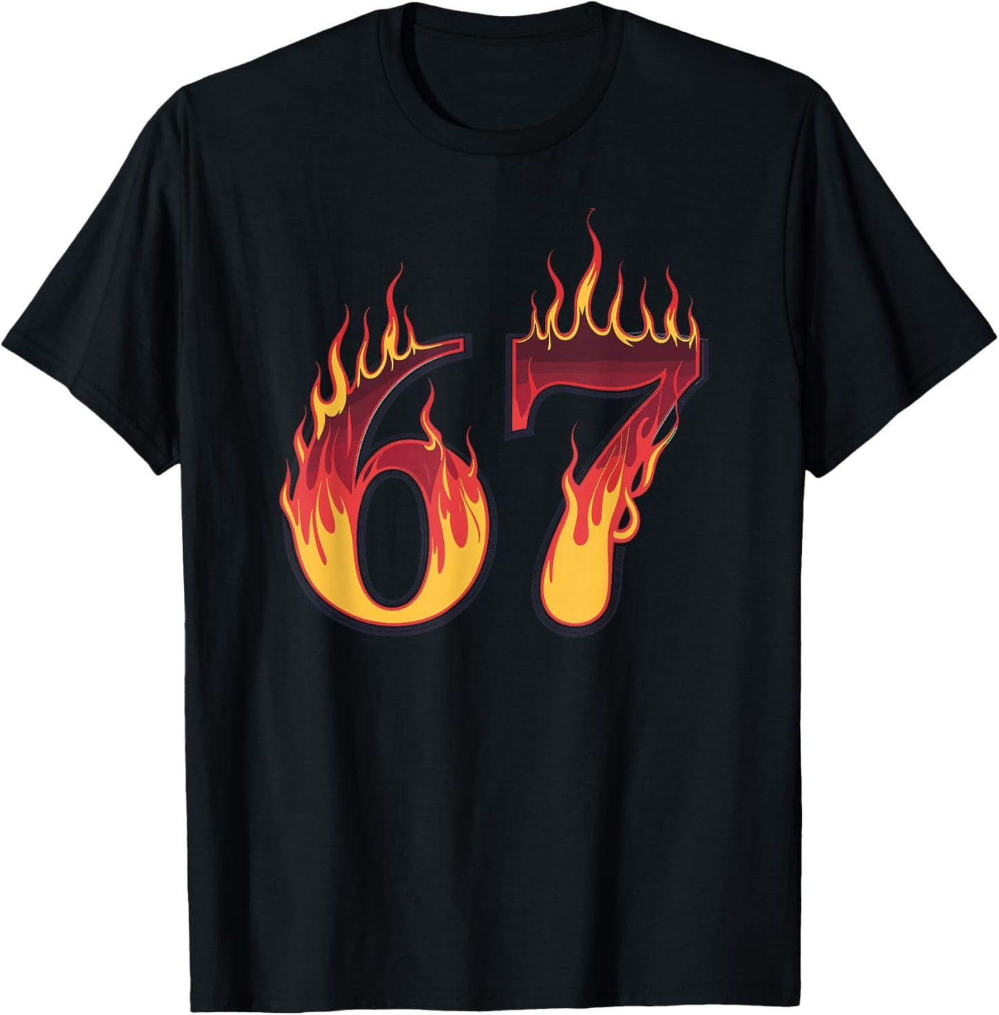 67 Flames Funny Six Seven Gen Alpha Meme Slang T-Shirt - T-Shirt | Black