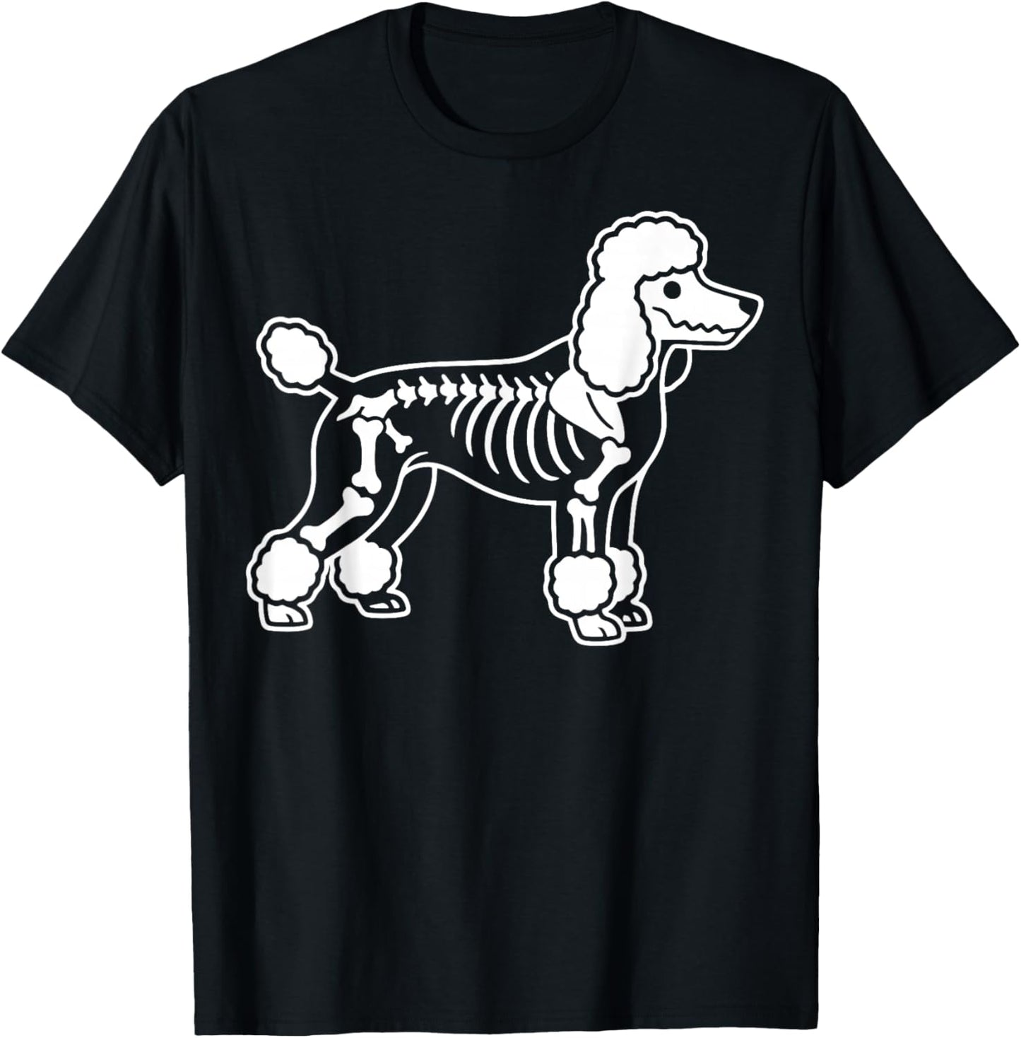 Poodle Skeleton Halloween Cute T-Shirt - T-Shirt | Black