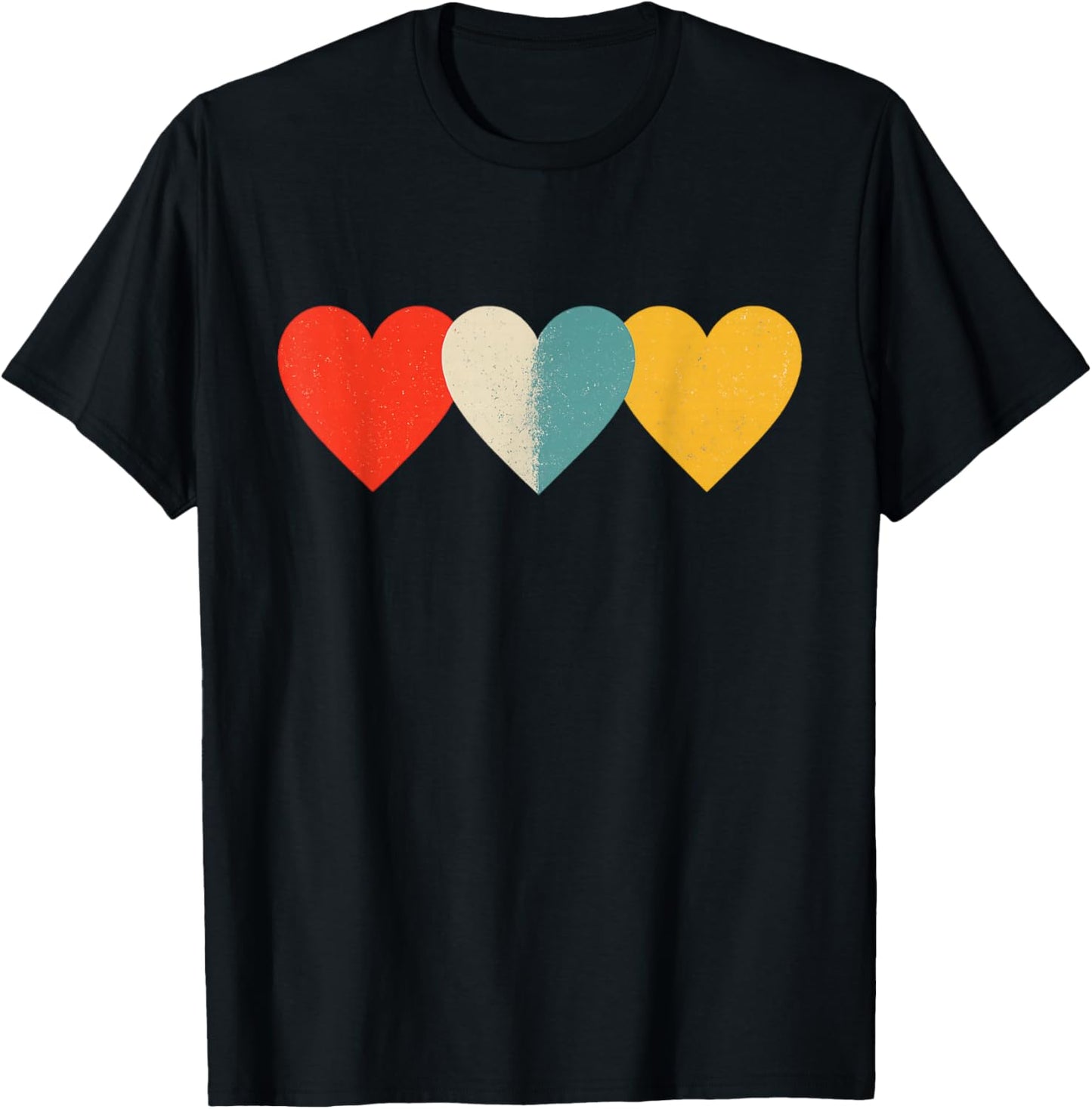 Vintage Hearts Cool Retro Valentines Day Men T-Shirt - T-Shirt | Black