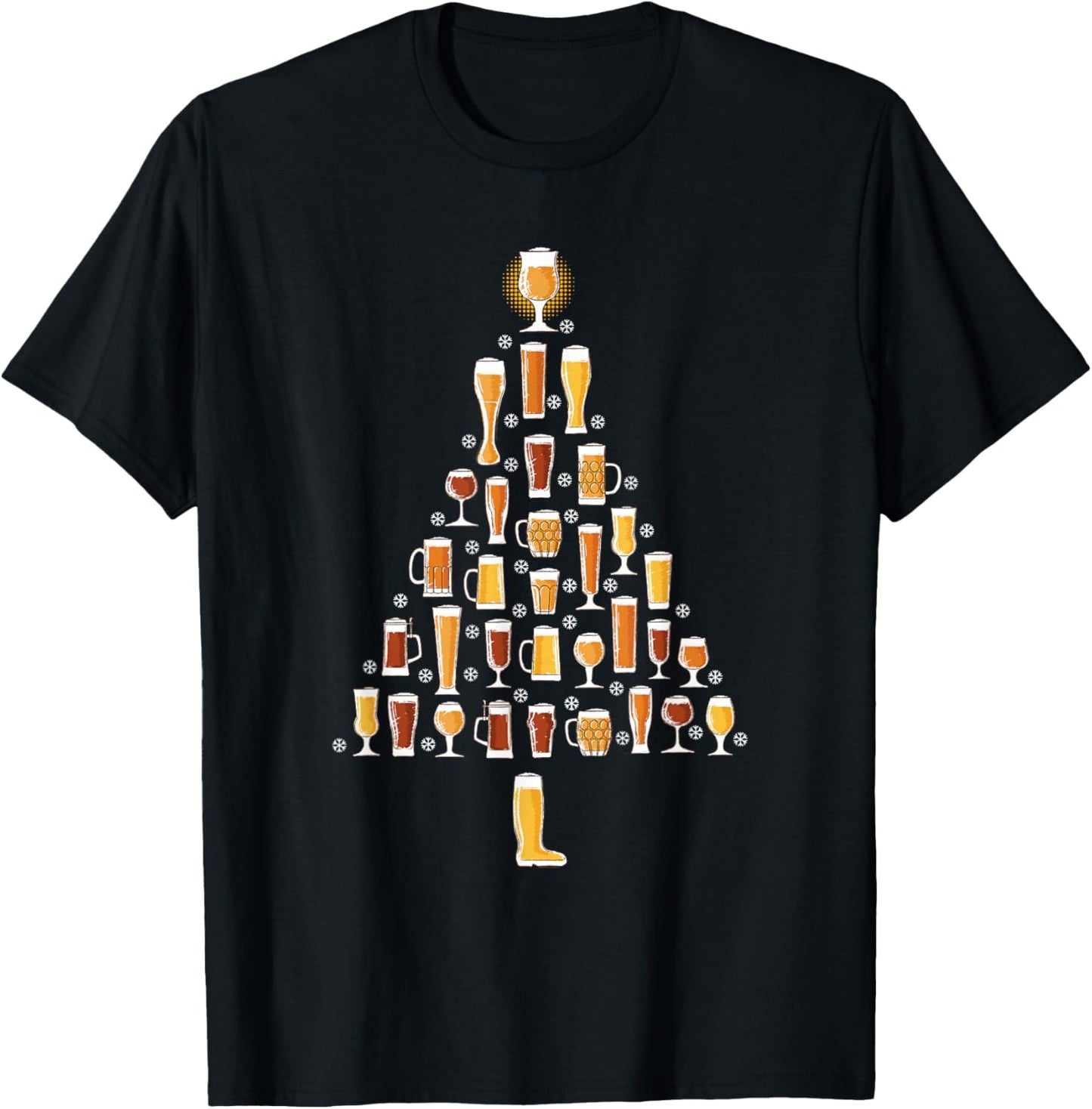 Beer Christmas Tree Men Women Beer Ugly Christmas T-Shirt - T-Shirt | Black
