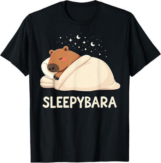 Capybara Sleep Pajamas Sleepybara T-Shirt - T-Shirt | Black