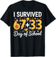 I Survived 100 Days of School Six Seven Meme Teacher Student T-Shirt - T-Shirt | Black