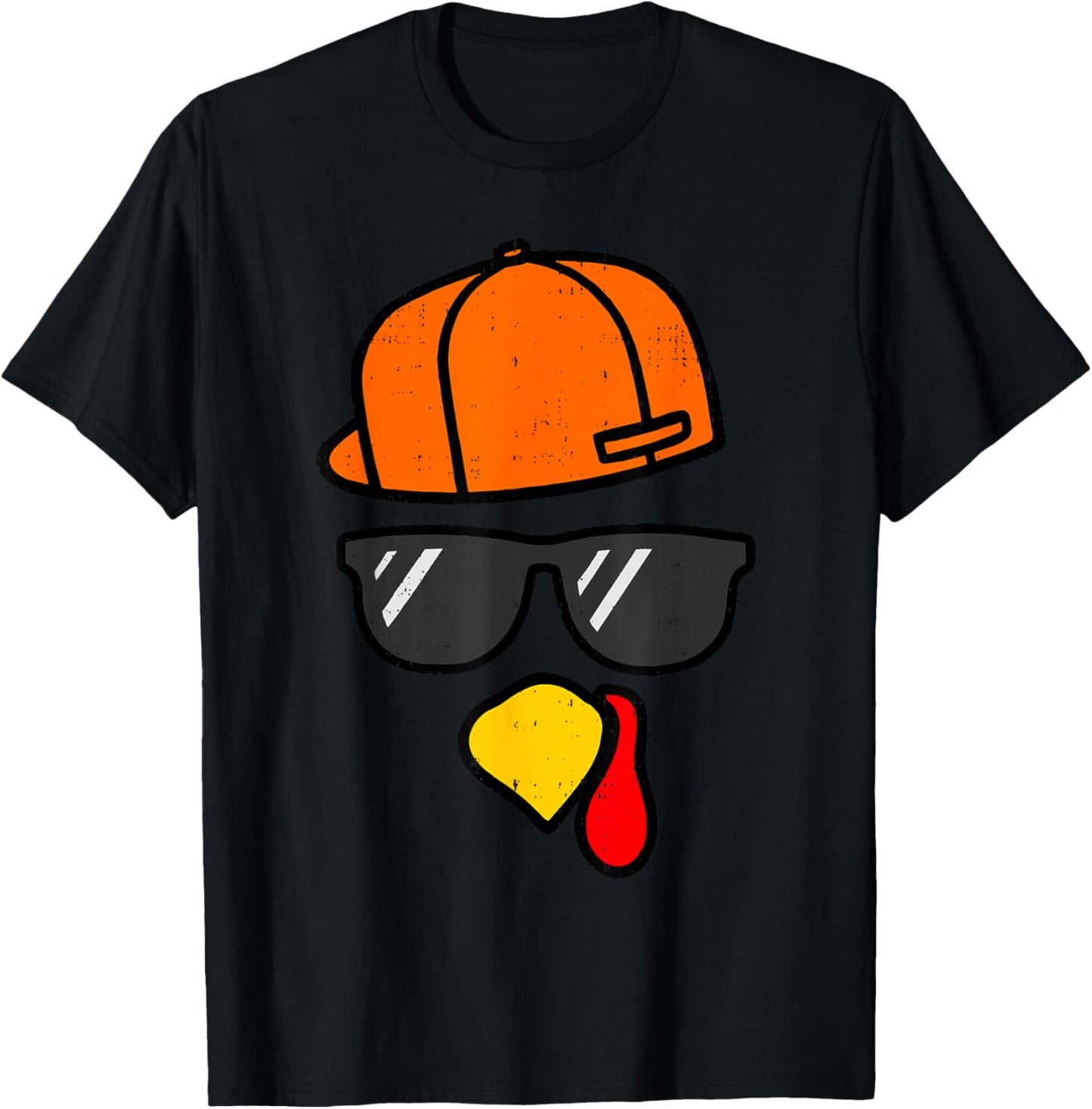 Funny Turkey Face Fall Thanksgiving Party Costume for Boys T-Shirt - T-Shirt | Black