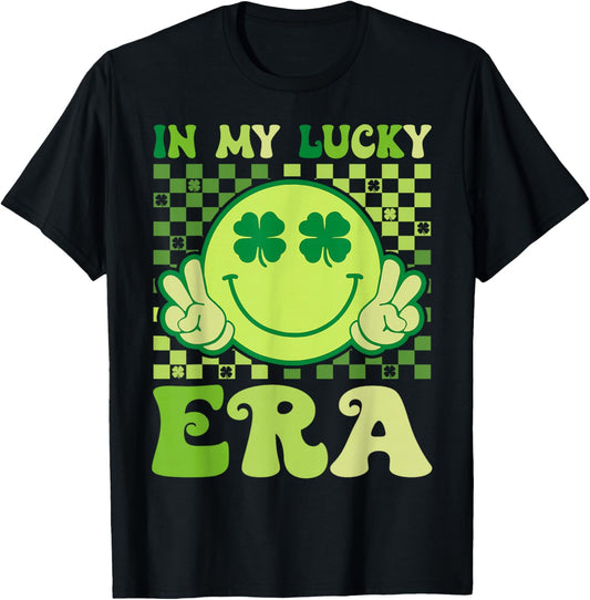 Groovy in My Lucky Era St Patricks Day Shamrock Men Women T-Shirt - T-Shirt | Black
