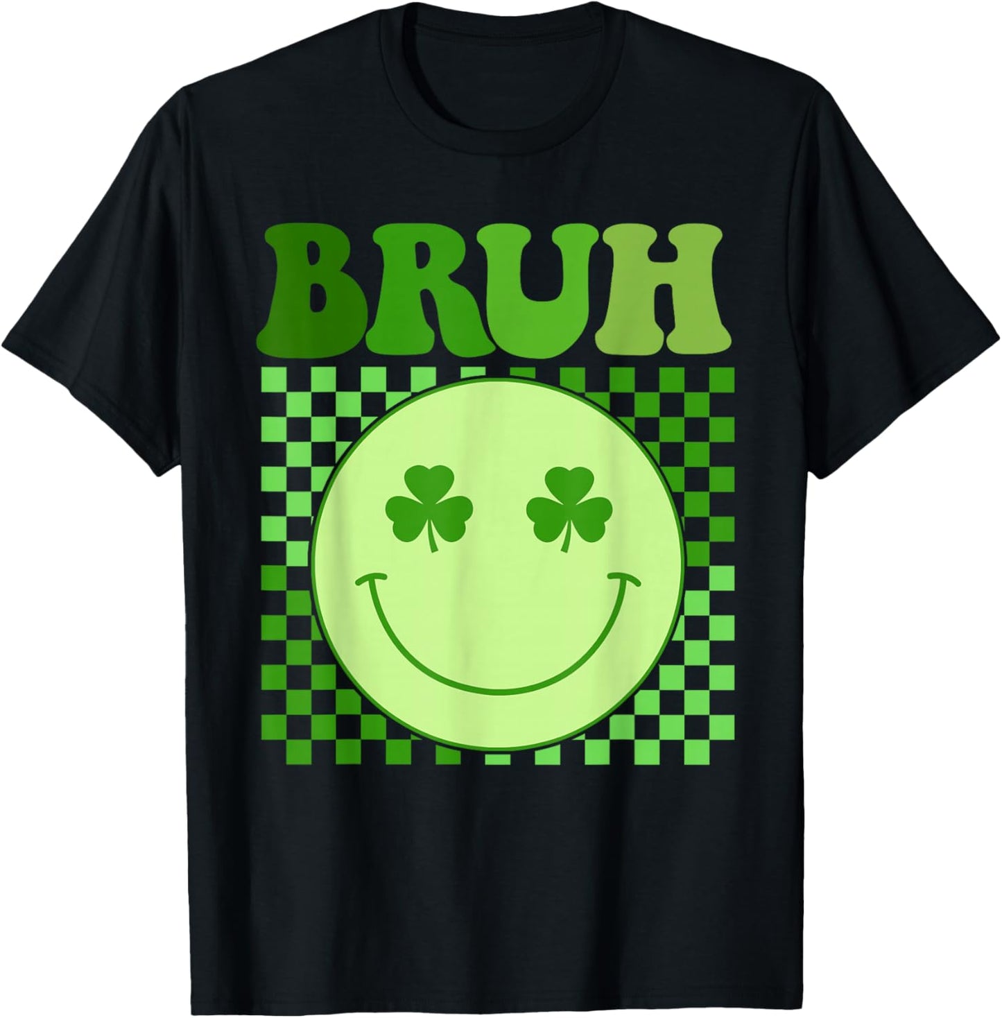 Groovy St Patricks Day Bruh Lucky Shamrock Women Girls Kids T-Shirt - T-Shirt | Black