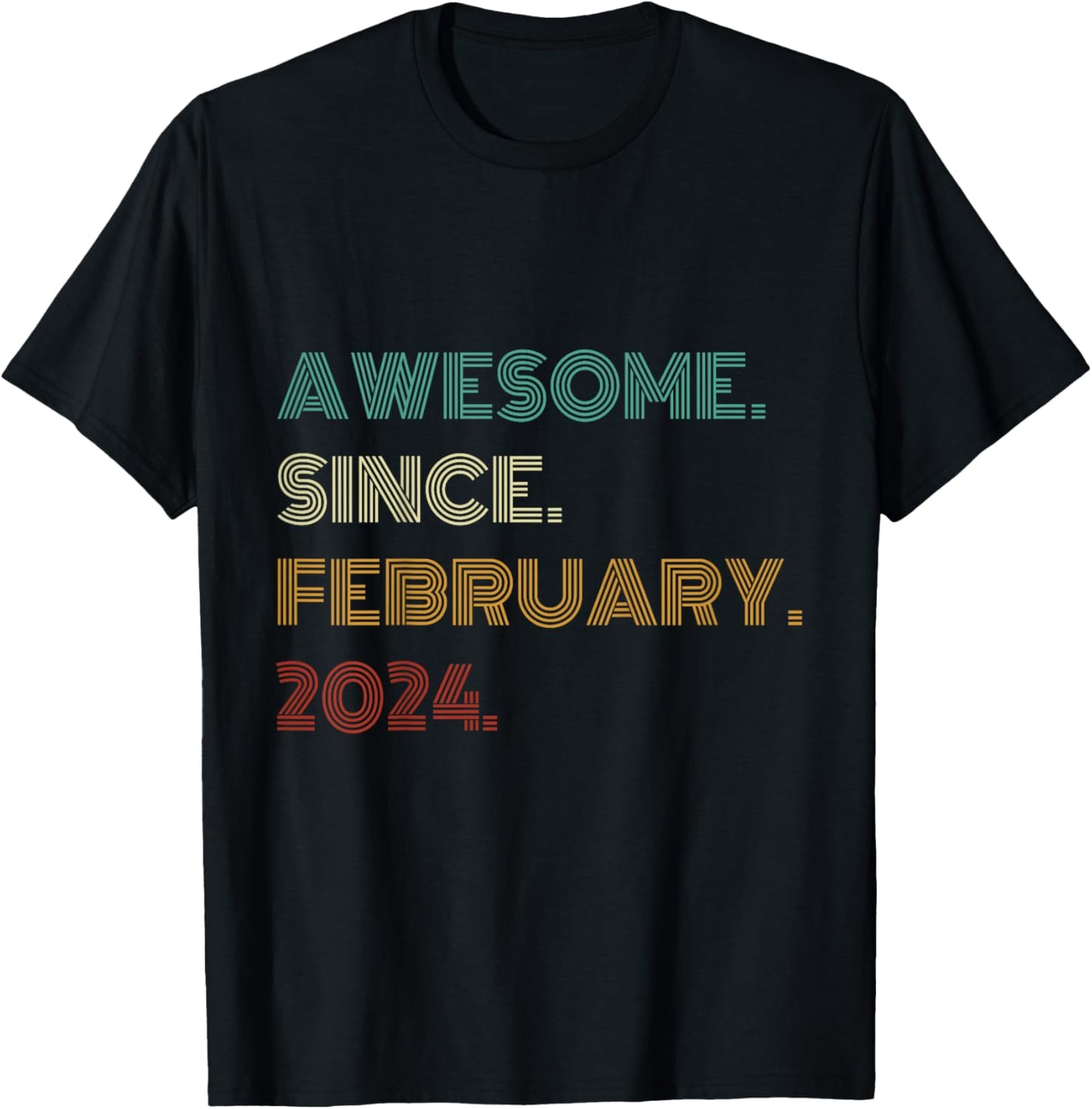 Kids 2 Years Old Awesome Since February 2024 2nd Birthday T-Shirt - T-Shirt | Black