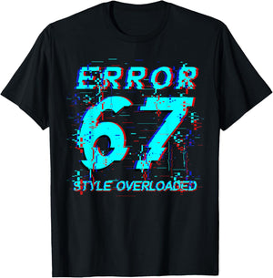 Funny Six Seven Meme Gen Alpha Slang Error Glitch Design T-Shirt - T-Shirt | Black