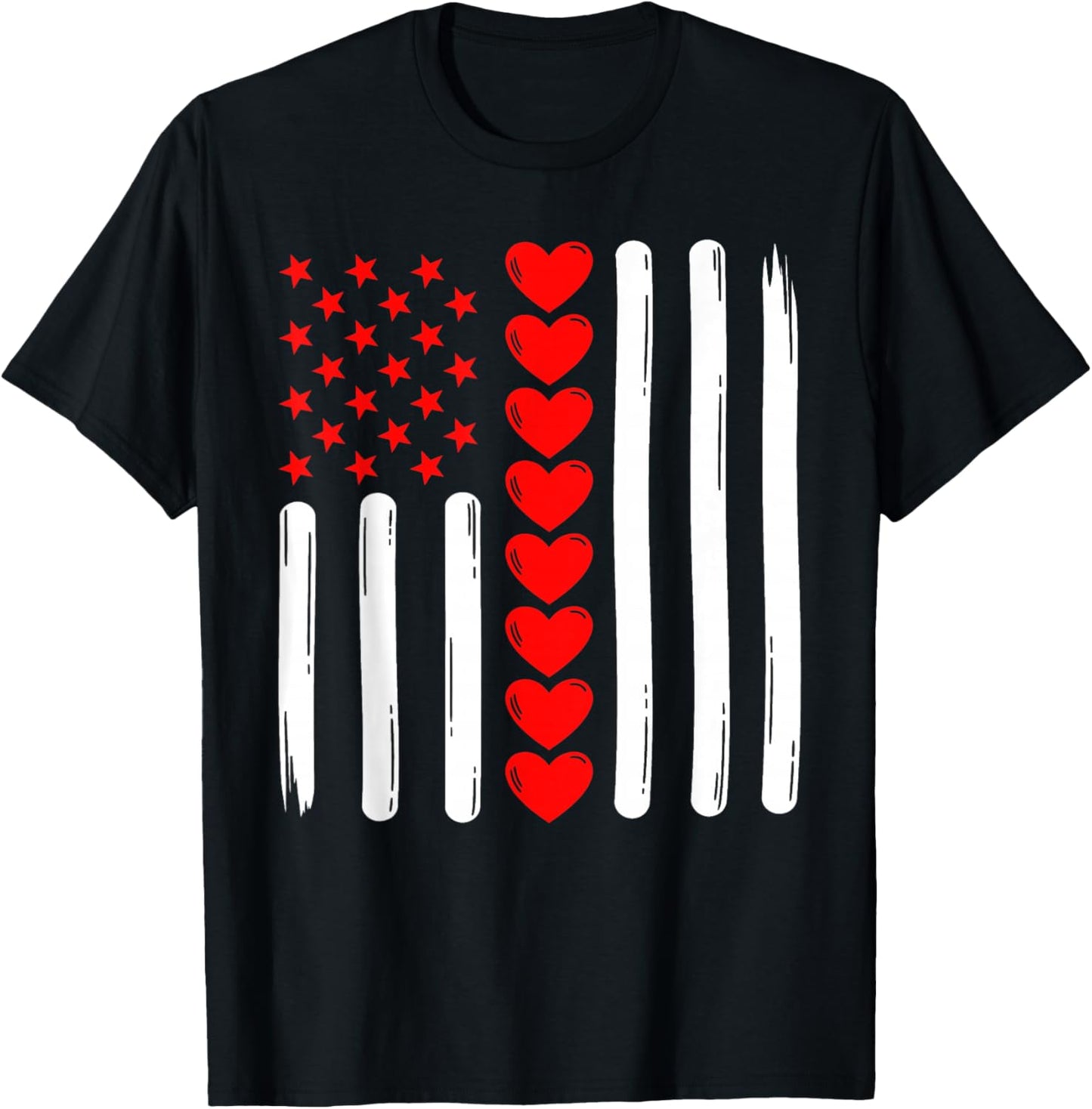 Retro Vintage USA Flag Valentines Day Women Kids T-Shirt - T-Shirt | Black