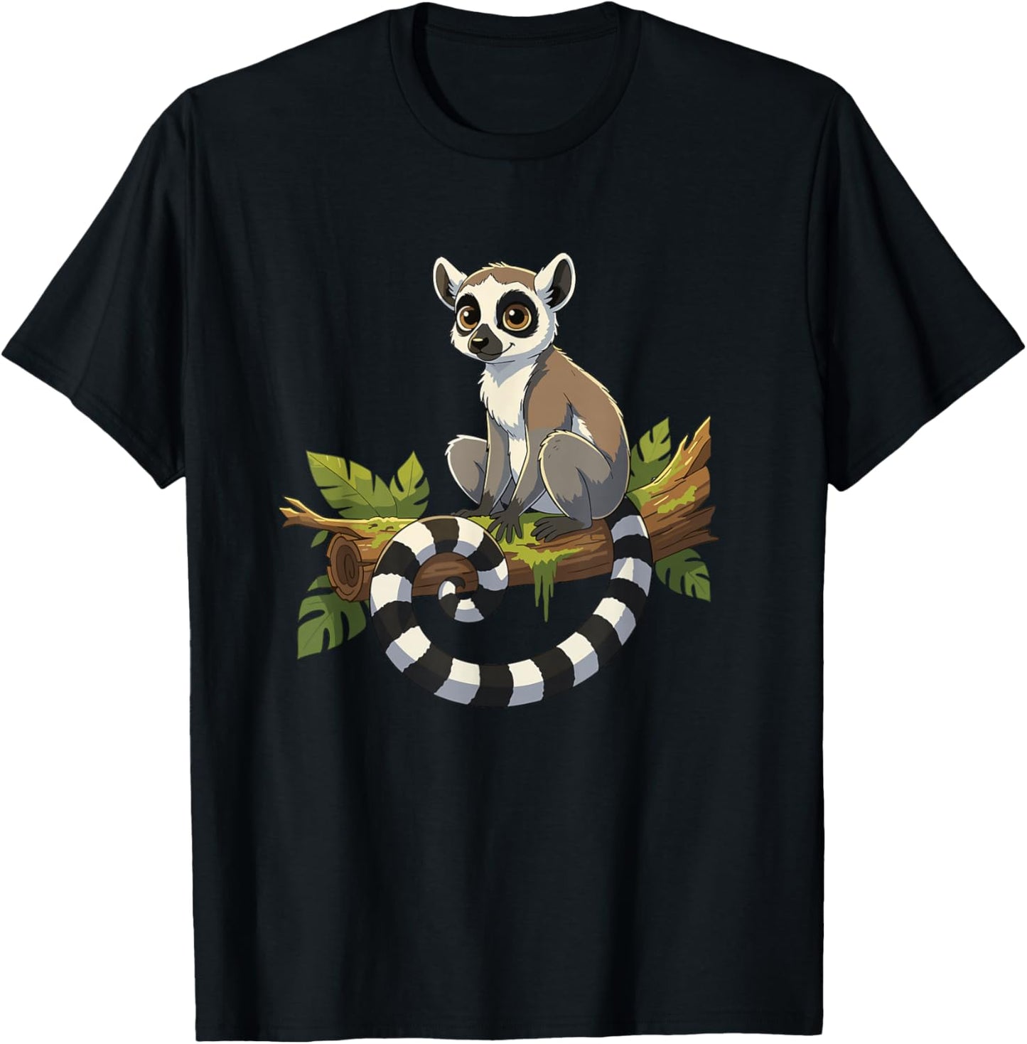 Cute Ring Tailed Lemur Jungle Madagascar Animal T-Shirt - T-Shirt | Black