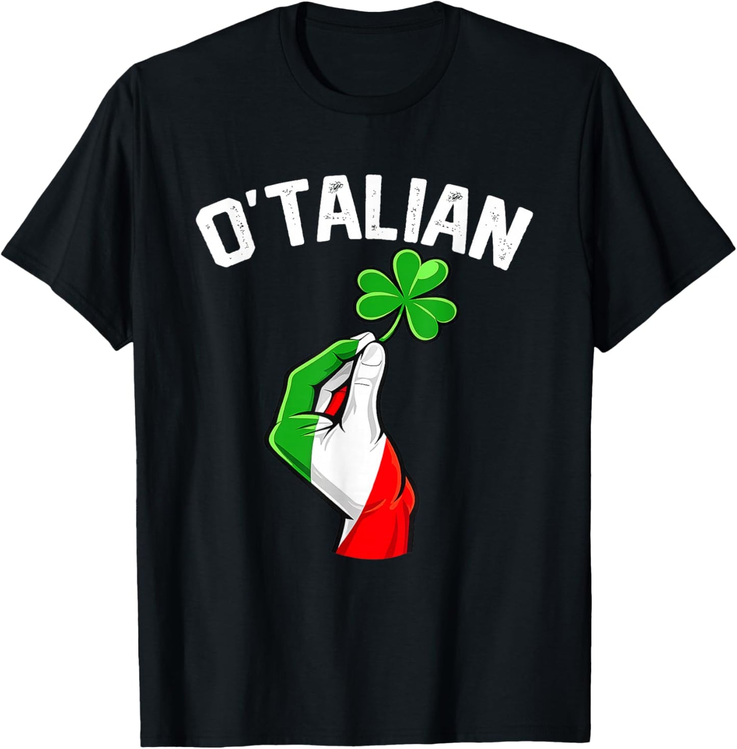 st Patrick's Day O'Talian Shamrock Italy Flag Clover T-Shirt - T-Shirt | Black