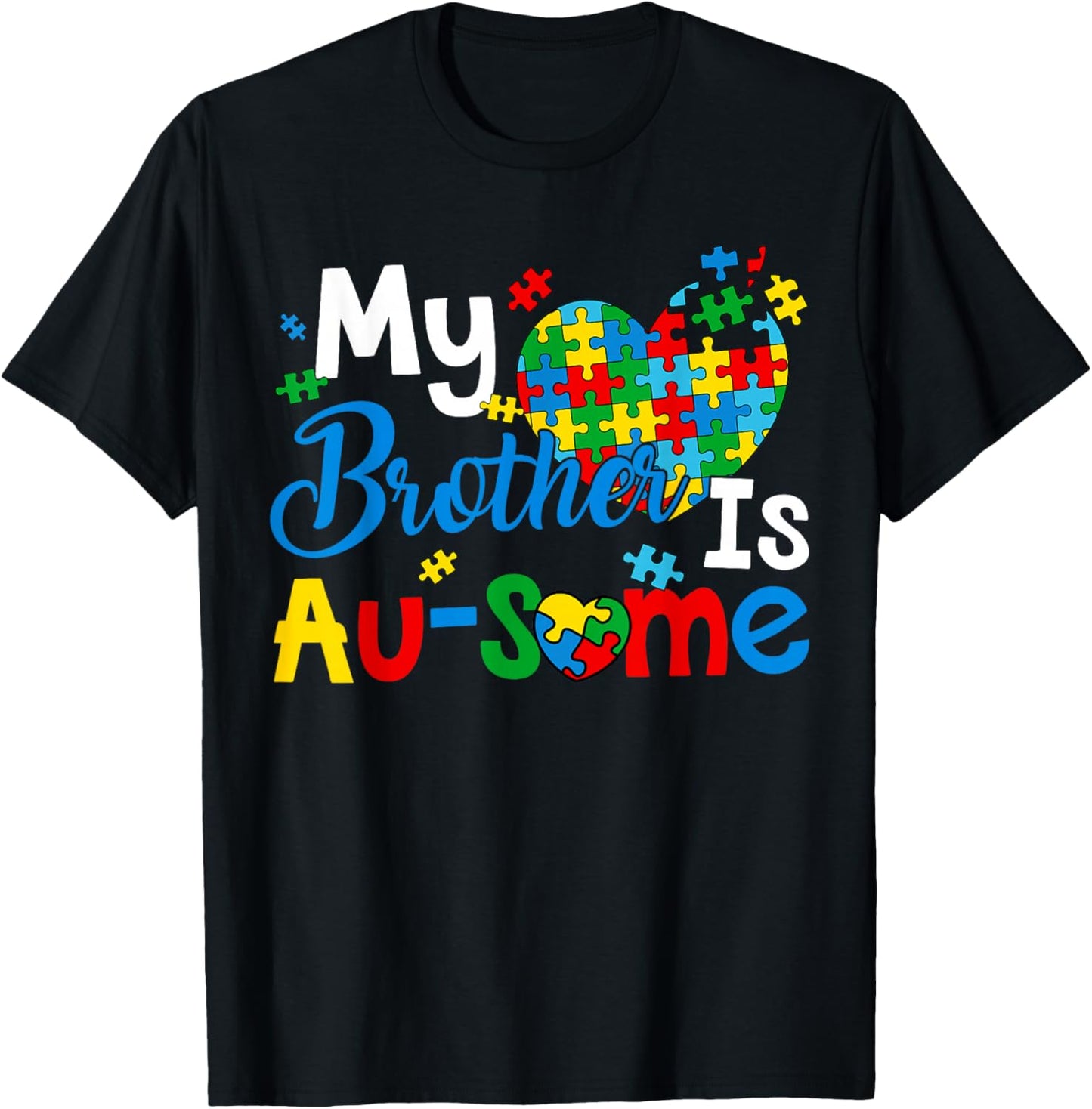 Retro My Brother is Awesome Autism Awareness Brother Sister T-Shirt - T-Shirt | Black