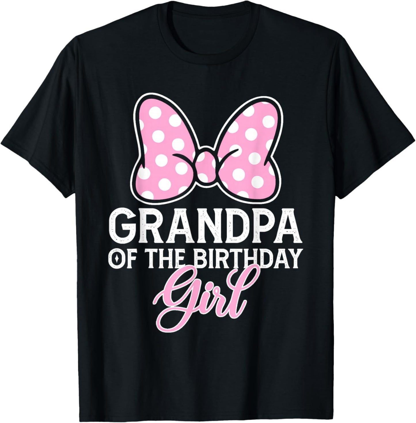 Grandpa of The Birthday Girl Cute Pink Bow Family Matching T-Shirt - T-Shirt | Black