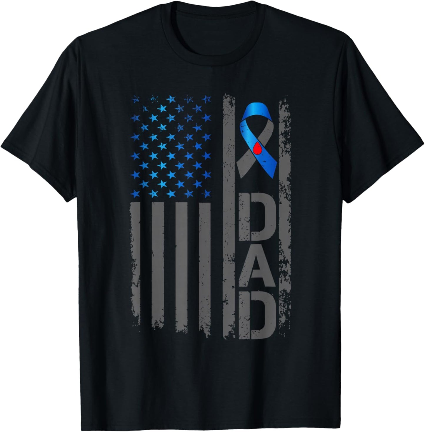 Type 1 Diabetes Awareness T1D Dad of Warrior Type 1 Diabetic T-Shirt - T-Shirt | Black
