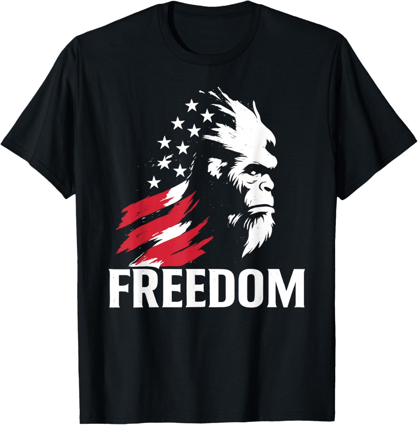 Vintage American Flag Bigfoot Freedom T-Shirt - T-Shirt | Black