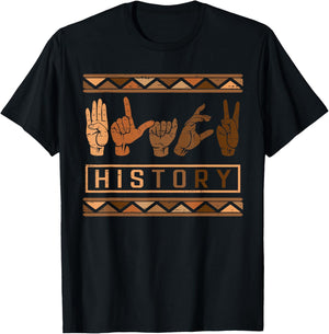 Black History Sign Language ASL Melanin African Women Girl T-Shirt - T-Shirt | Black