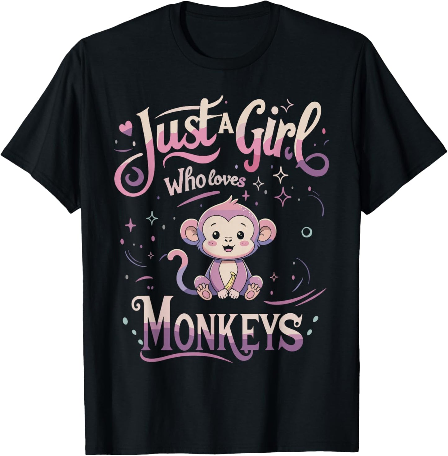 Monkey Shirt Cute Men Women T-Shirt - T-Shirt | Black