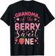Grandma of The Berry Sweet One Strawberry First Birthday T-Shirt - T-Shirt | Black