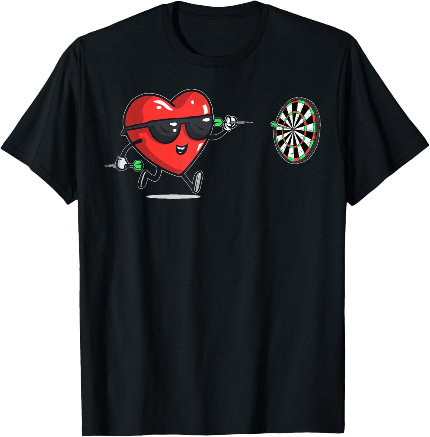 Darts Heart Player Dart Valentine's Day Sunglasses T-Shirt - T-Shirt | Black