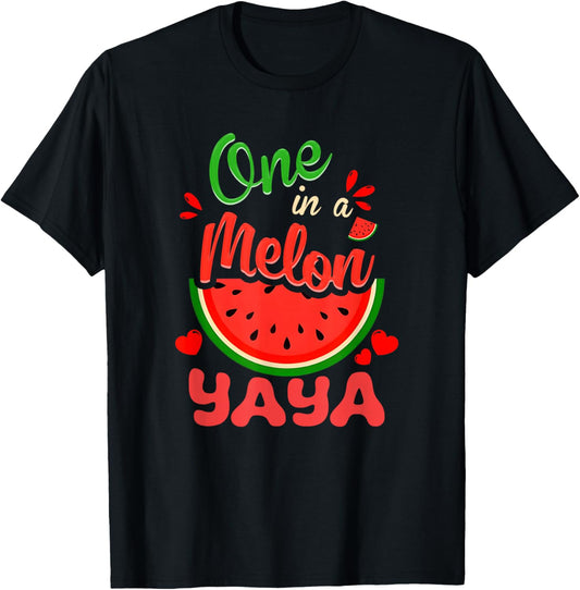One in a Melon Yaya 1st Birthday Party Family Matching T-Shirt - T-Shirt | Black