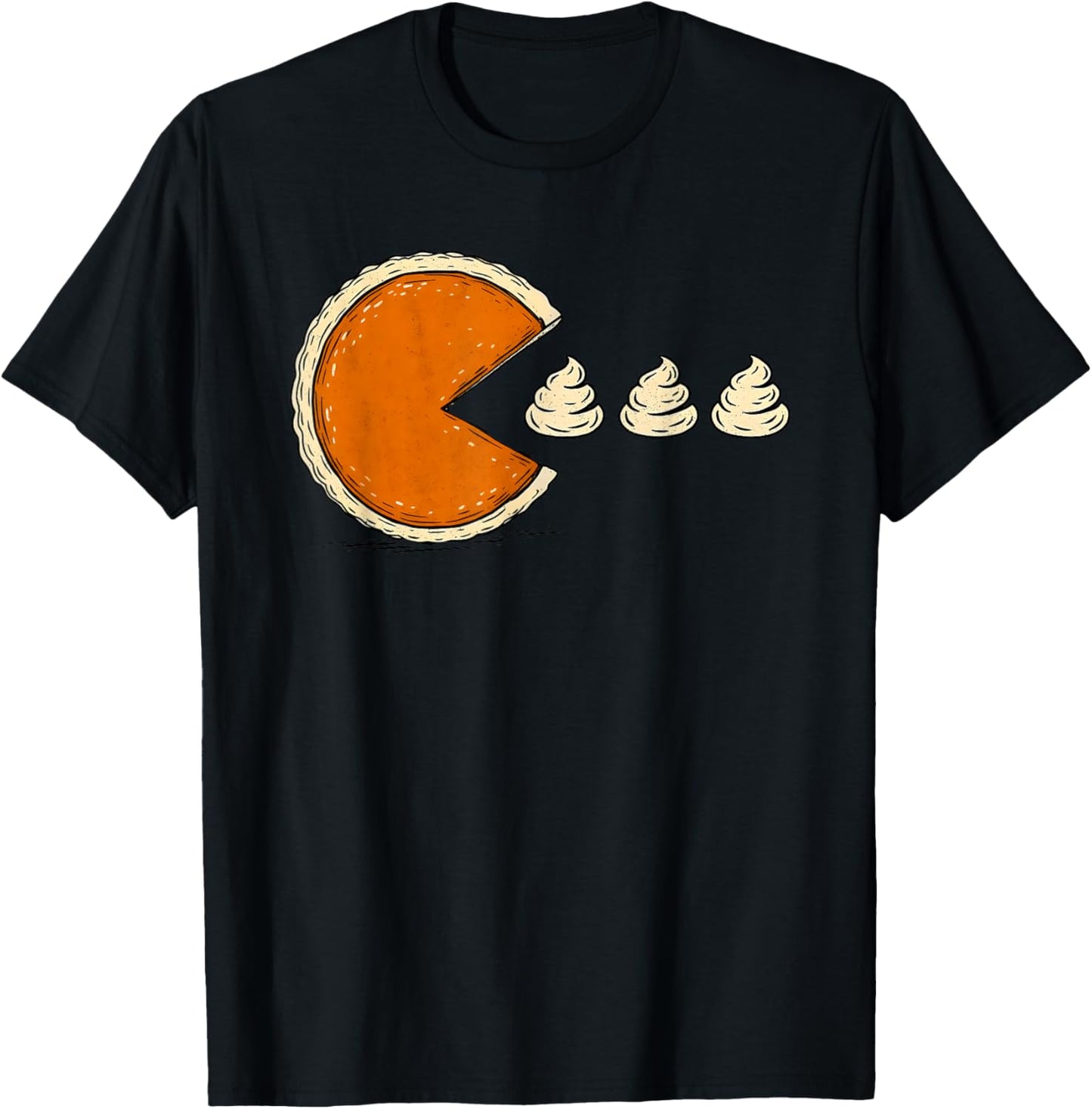 Funny Retro Arcade Game Thanksgiving Pumpkin Pie Chasing T-Shirt - T-Shirt | Black