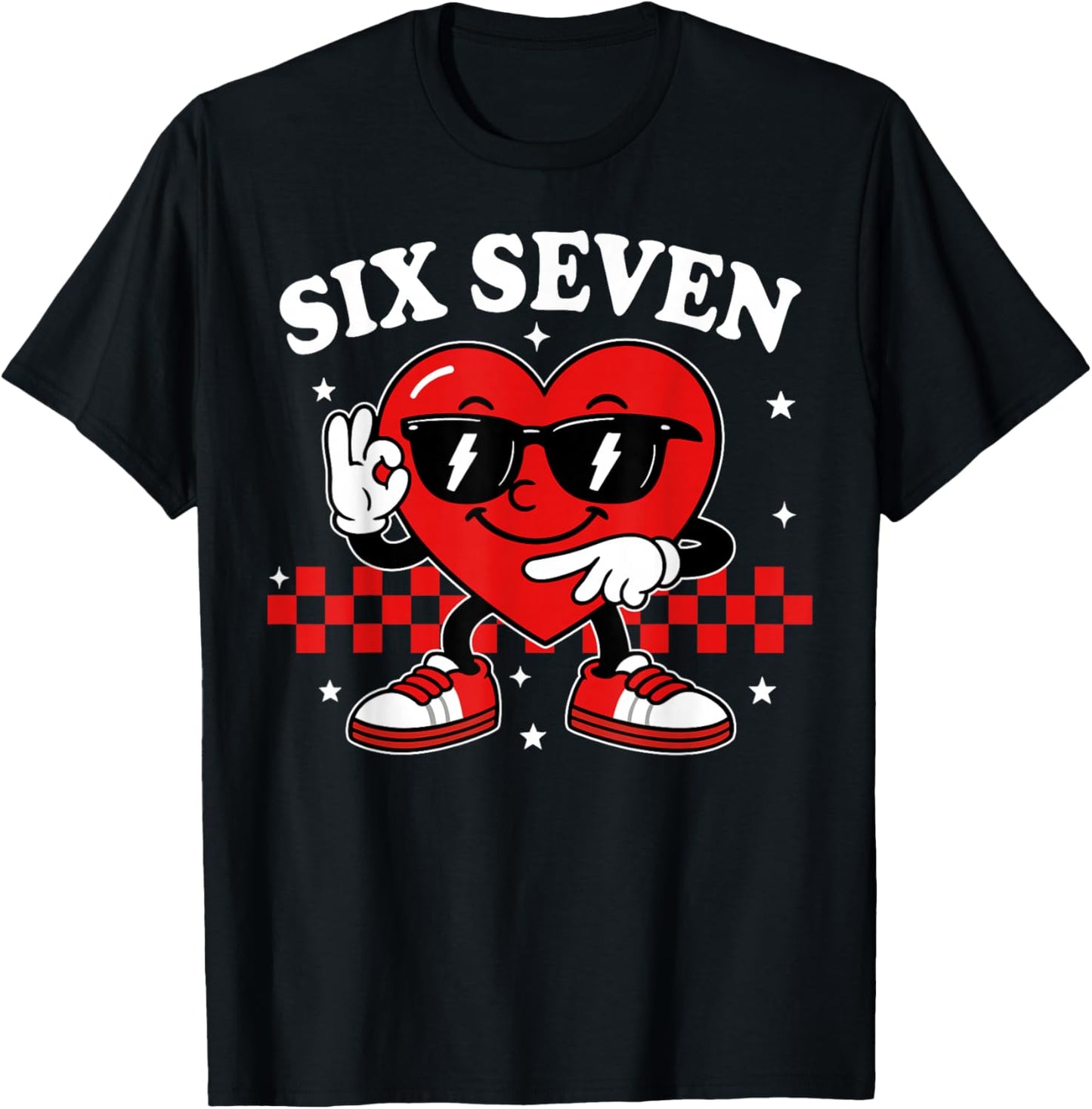 67 Valentine Heart Six Seven 6 7 Meme Valentines Day Kids T-Shirt - T-Shirt | Black