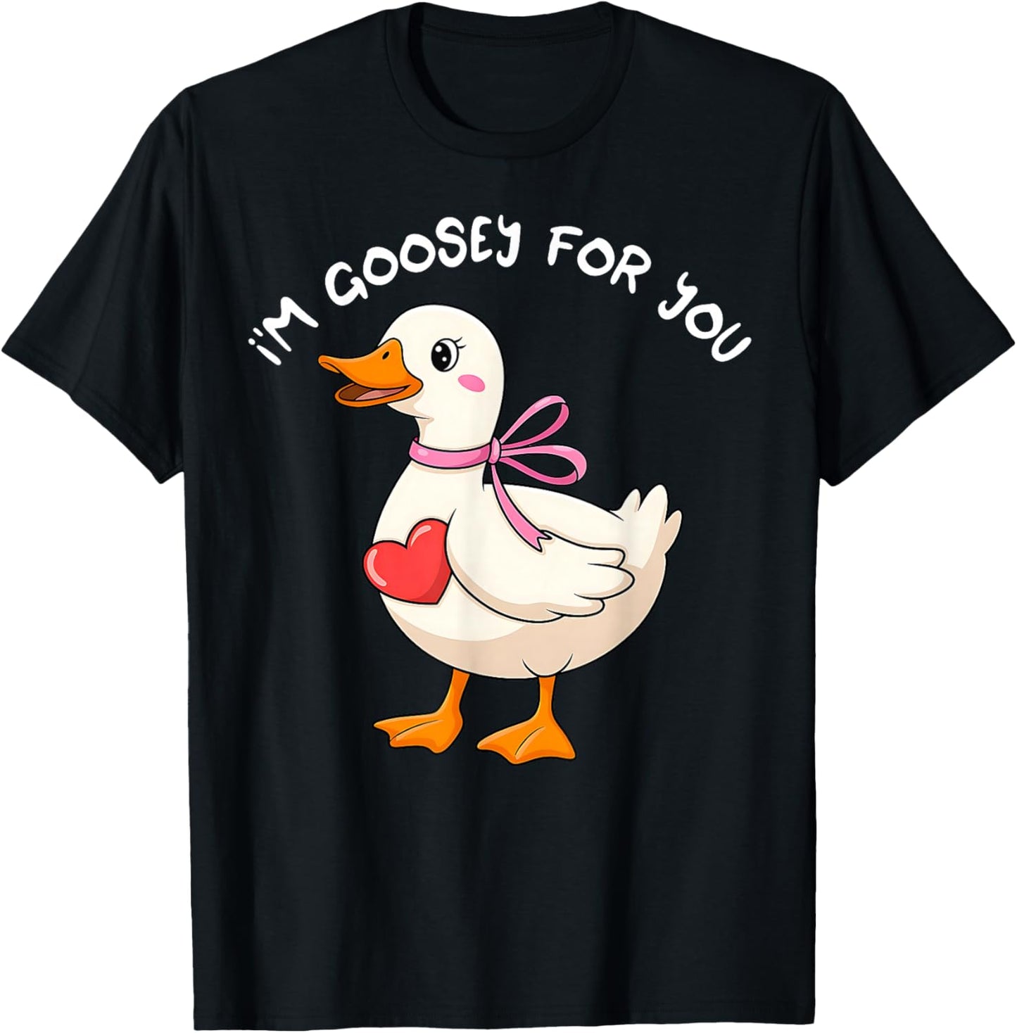 I'm Goosey for You Coquette Valentine Goose T-Shirt - T-Shirt | Black