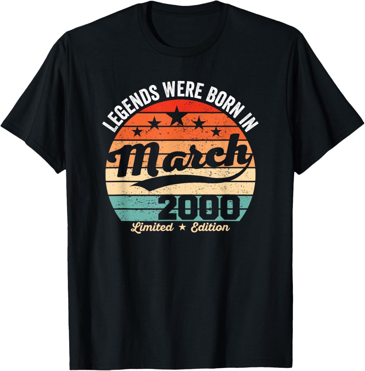 Vintage 26th Birthday Legends were Born in March 2000 T-Shirt - T-Shirt | Black