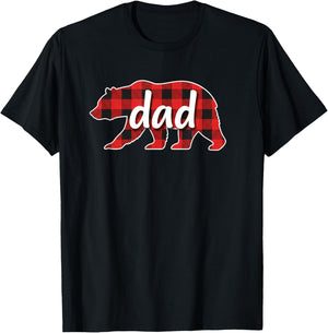 Dad Buffalo Plaid Bear Rustic Lumberjack Dad Father's Day T-Shirt - T-Shirt | Black