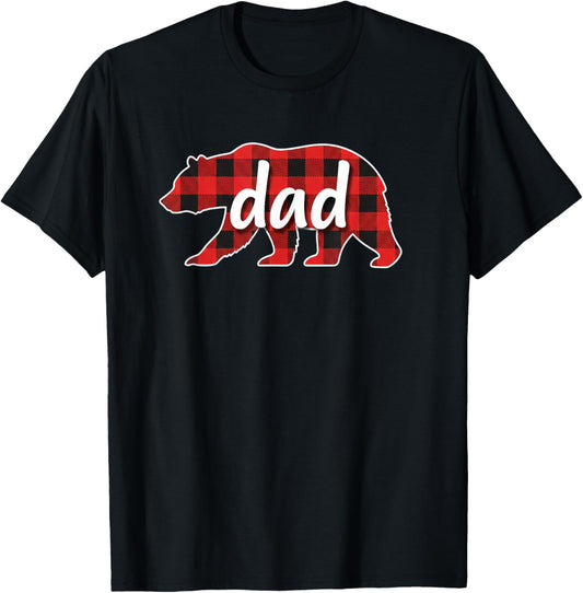 Dad Buffalo Plaid Bear Rustic Lumberjack Dad Father's Day T-Shirt - T-Shirt | Black