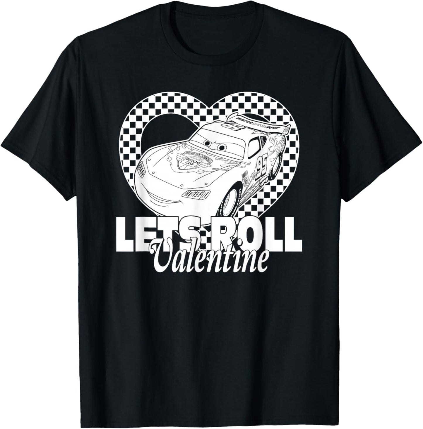 Disney Pixar Cars 2 Valentine's Day Let's Roll Monochromatic T-Shirt - T-Shirt | Black