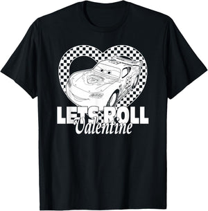 Disney Pixar Cars 2 Valentine's Day Let's Roll Monochromatic T-Shirt - T-Shirt | Black