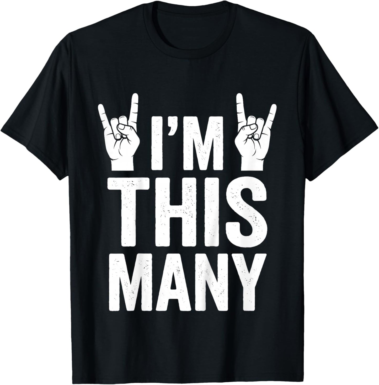 Kids I'm This Many 4th Birthday Rock Hands 4 Year Old T-Shirt - T-Shirt | Black