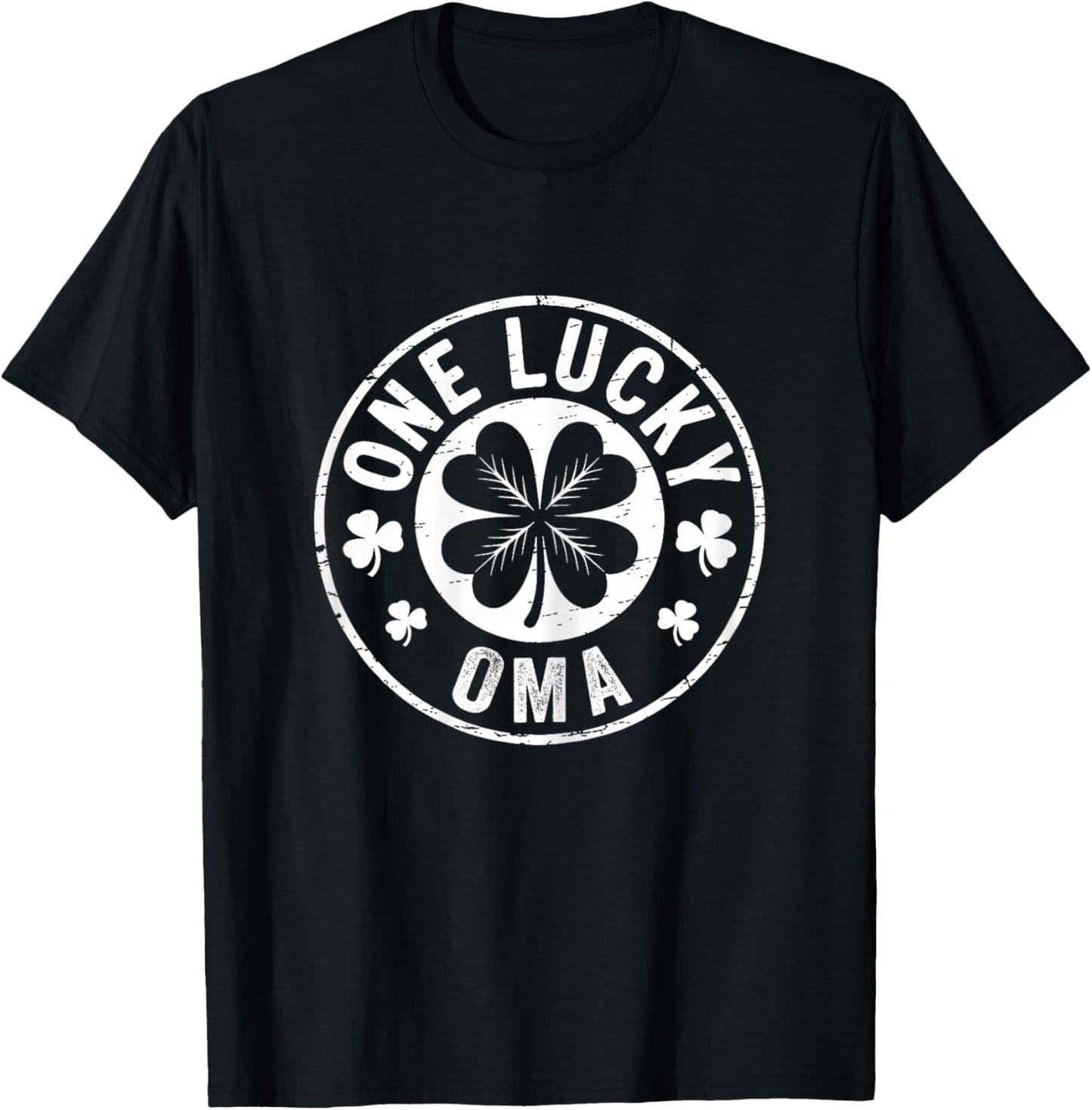 Vintage One Lucky Oma St Patricks Day Matching Family Mom T-Shirt - T-Shirt | Black