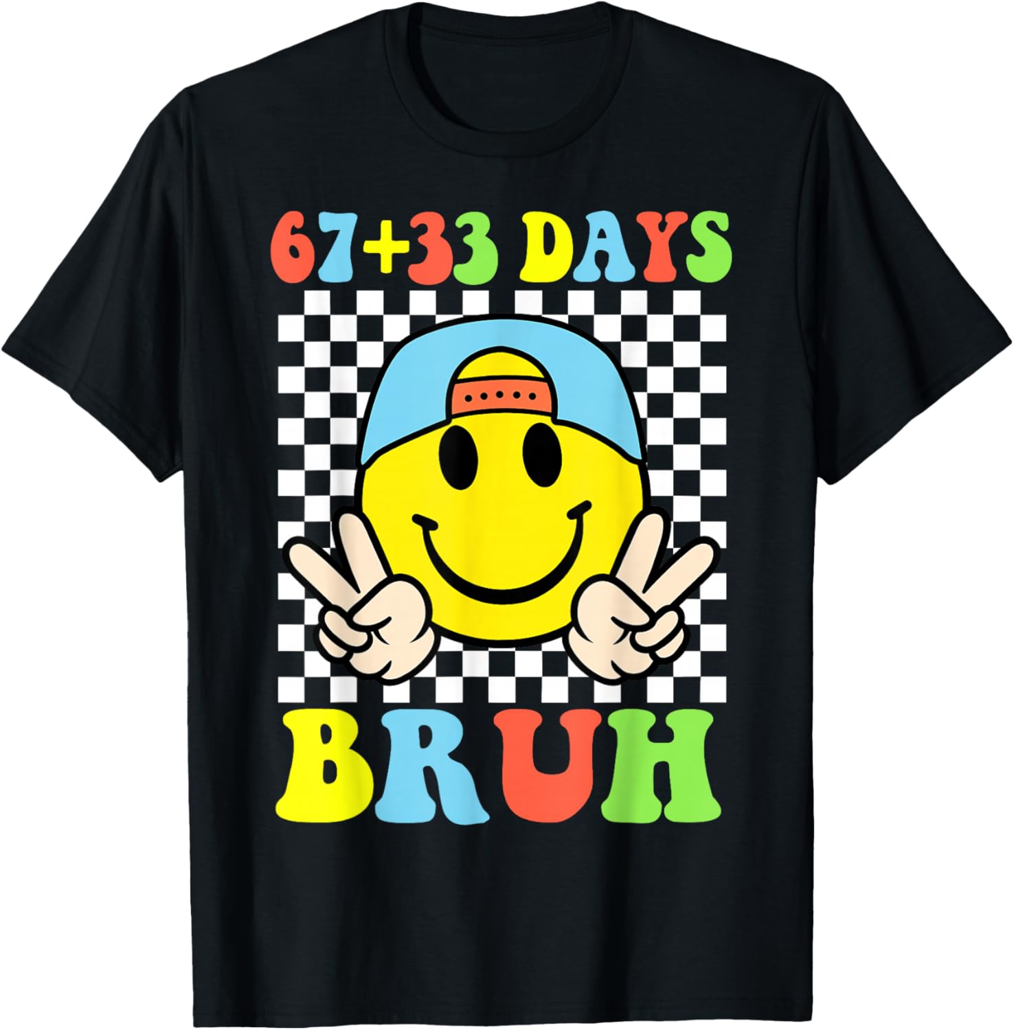 Bruh 67 33 Days of School 100 Boy Kids 100th Day of School T-Shirt - T-Shirt | Black