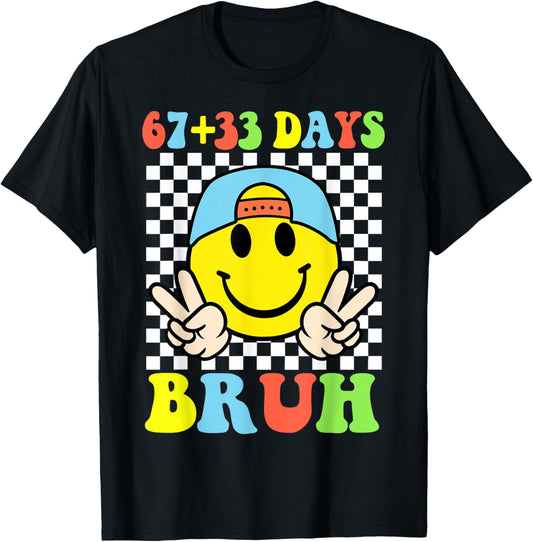 Bruh 67 33 Days of School 100 Boy Kids 100th Day of School T-Shirt - T-Shirt | Black