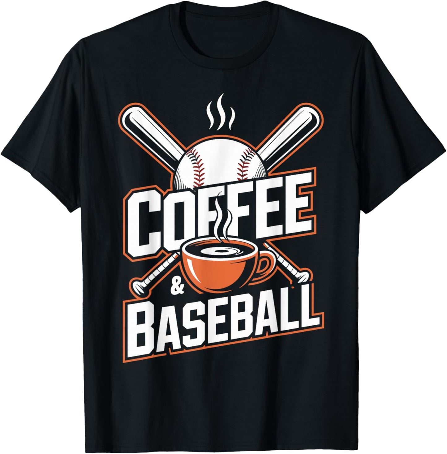 Coffee and Baseball Funny T-Shirt - T-Shirt | Black