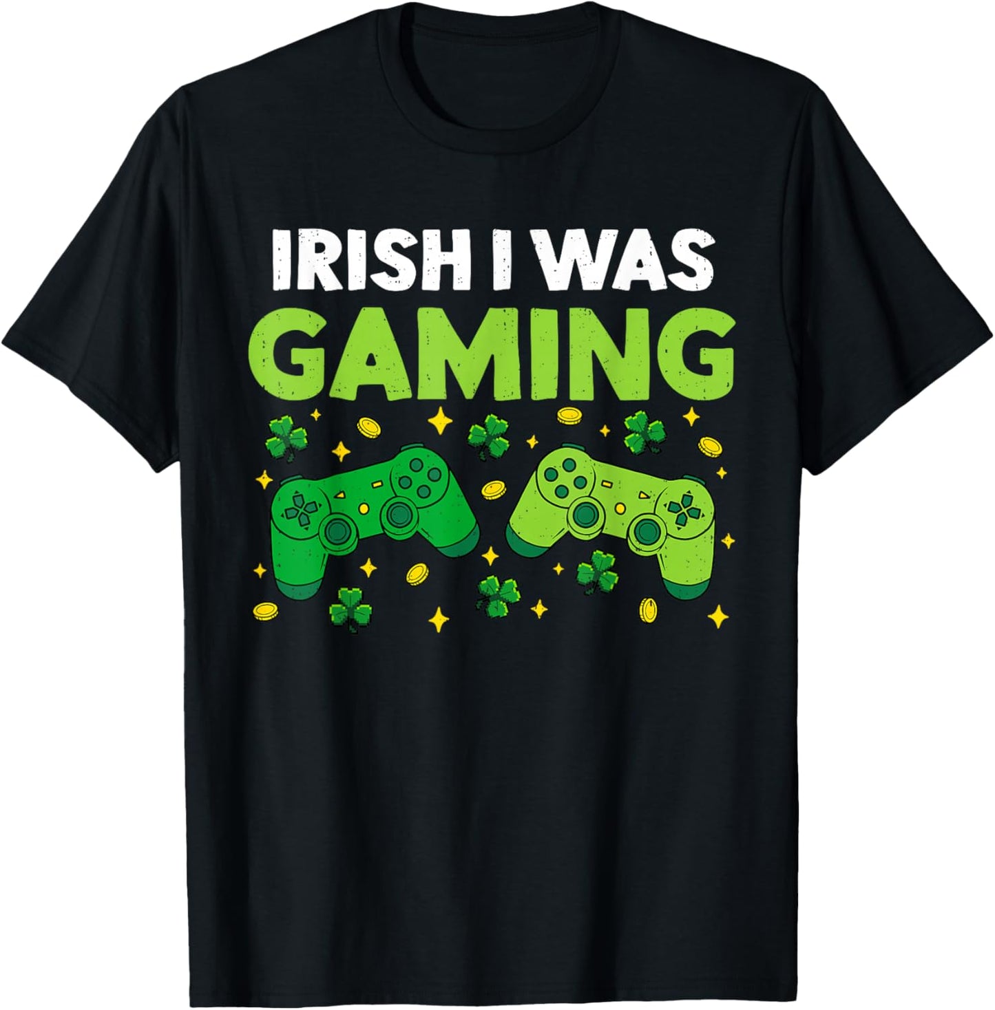 Irish I was Gaming St Patricks Day for Boys Kids Gamer T-Shirt - T-Shirt | Black
