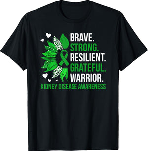 Brave Kidney Disease Warrior Kidney Disease Awareness Month T-Shirt - T-Shirt | Black