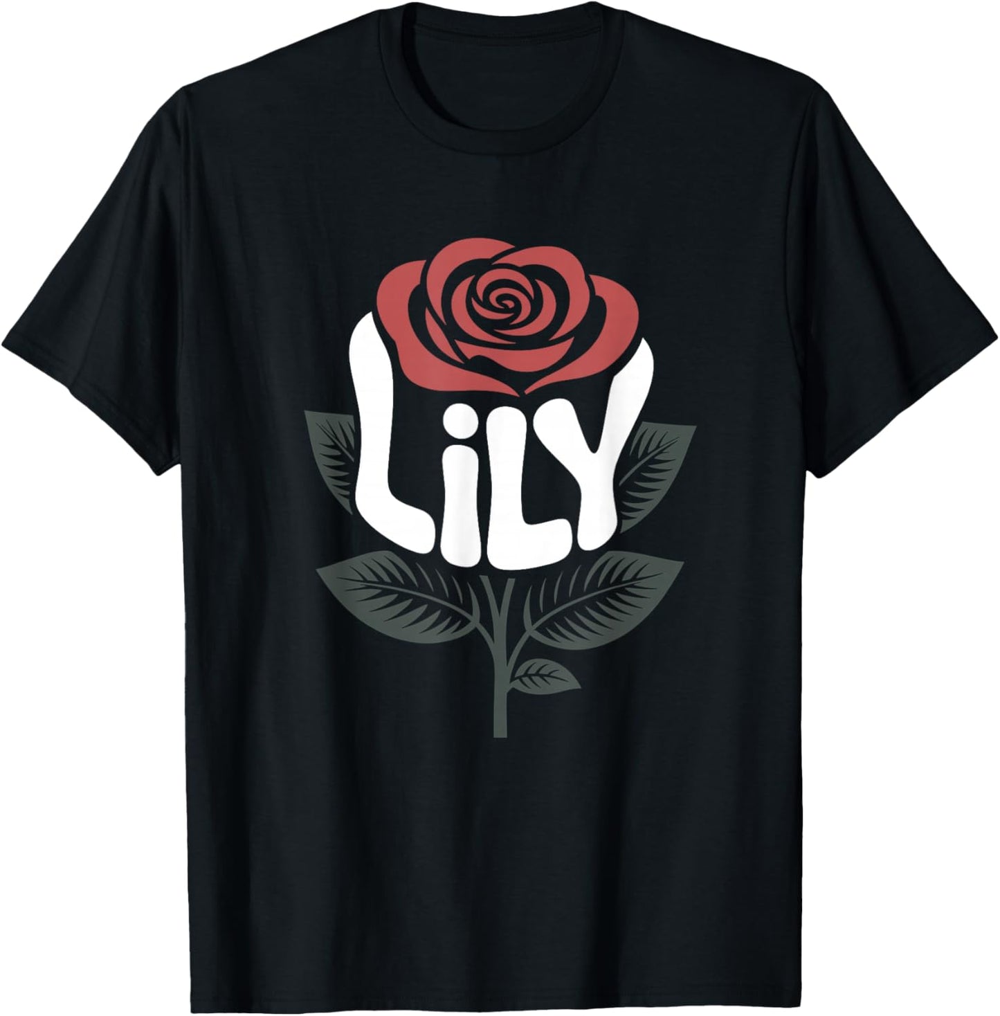 Lily Retro Rose Floral Name Vintage Flower Love Lily T-Shirt - T-Shirt | Black