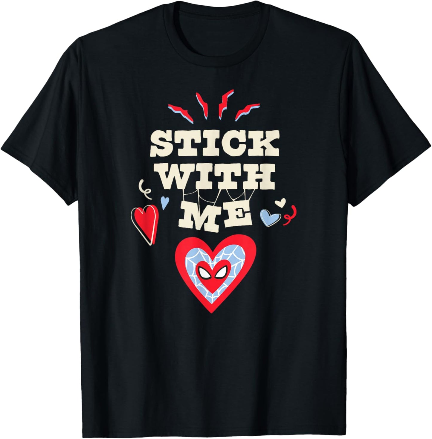 Marvel Spider-Man Stick with Me Valentine's Day Heart T-Shirt - T-Shirt | Black