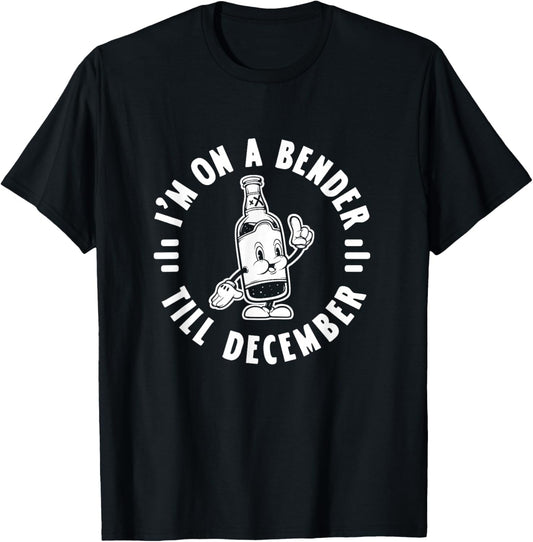 Im On A Bender Till December Funny Christmas Beer Drinking T-Shirt - T-Shirt | Black