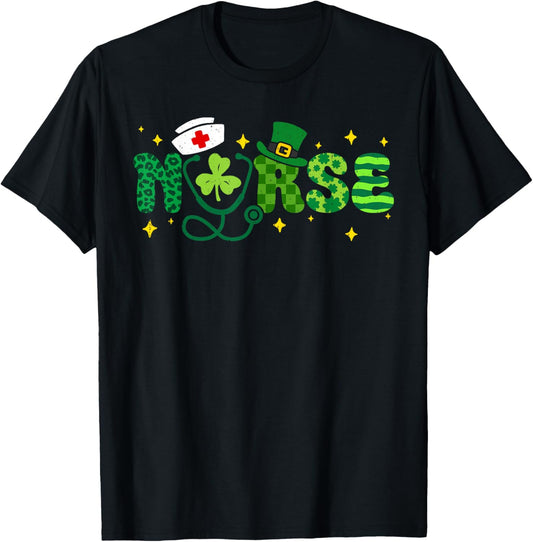 Funny Irish NICU Nurse Scrub St Patricks Day Nurses Women T-Shirt - T-Shirt | Black
