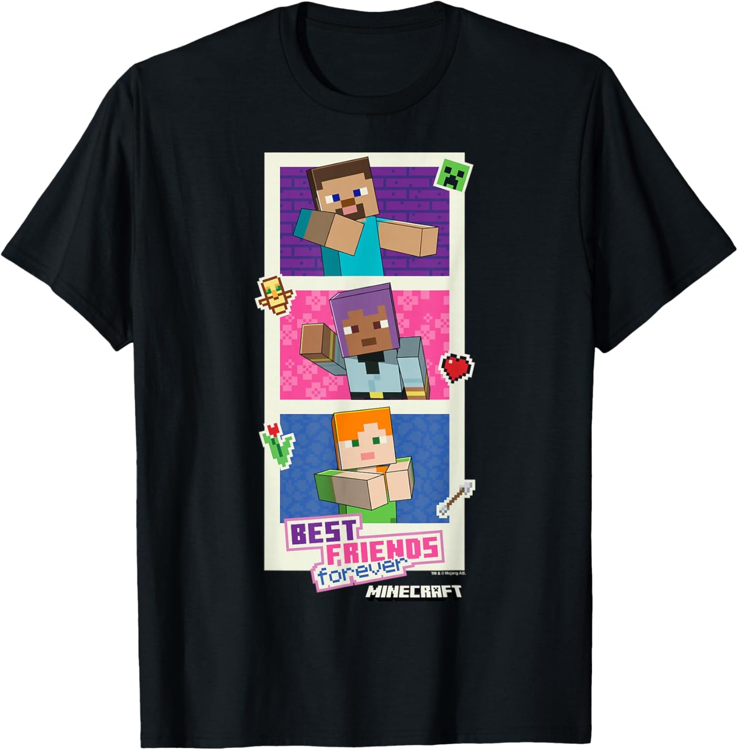 Minecraft Valentine's Day Best Friends Forever Photo Booth T-Shirt - T-Shirt | Black