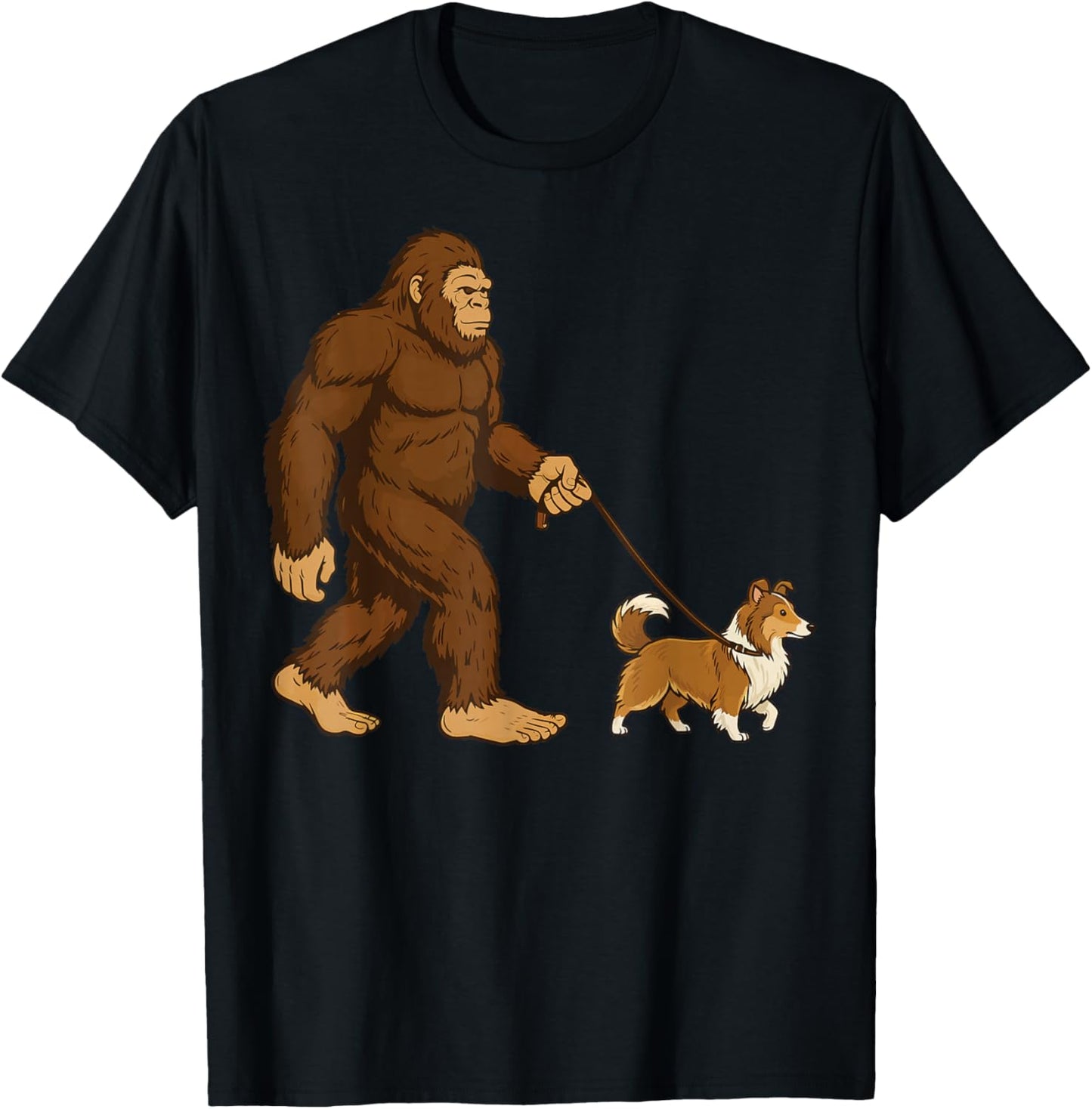 Bigfoot Shetland Sheepdog Retro Sheltie T-Shirt - T-Shirt | Black