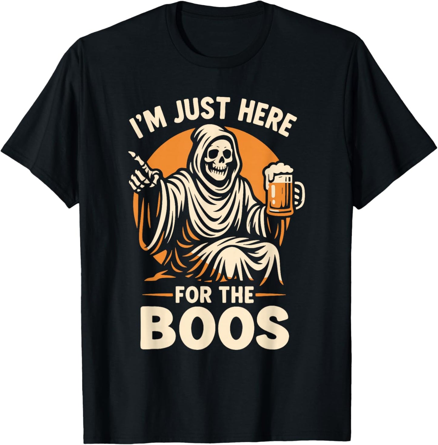 I'm Just Here for The Boos Funny Halloween Ghost T-Shirt - T-Shirt | Black